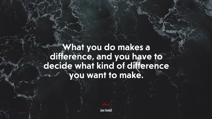 What you do makes a difference, and you have to decide what kind of difference you want to make. | Jane Goodall quote