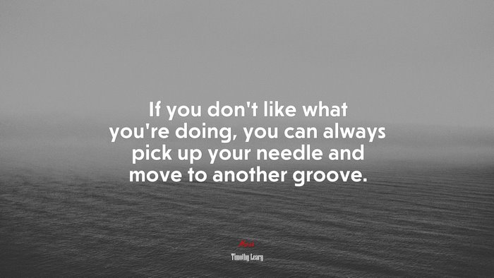 If you don’t like what you’re doing, you can always pick up your needle and move to another groove. | Timothy Leary quote