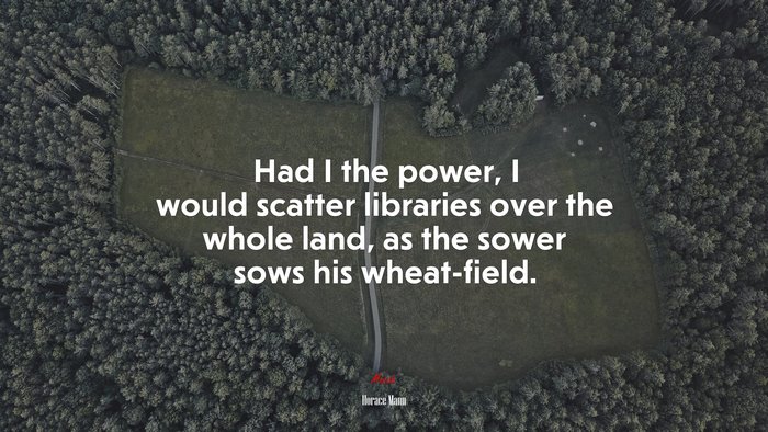 Had I the power, I would scatter libraries over the whole land, as the sower sows his wheat-field. | Horace Mann quote