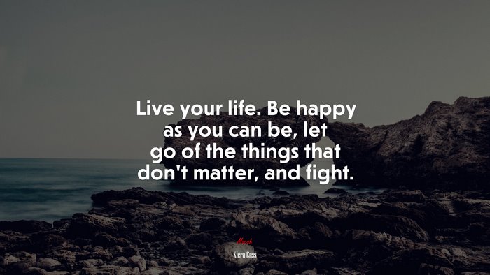Live your life. Be happy as you can be, let go of the things that don’t matter, and fight. | Kiera Cass quote