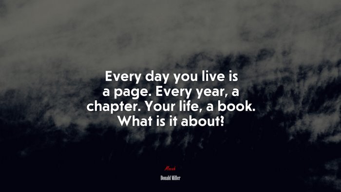 Every day you live is a page. Every year, a chapter. Your life, a book. What is it about? | Donald Miller quote