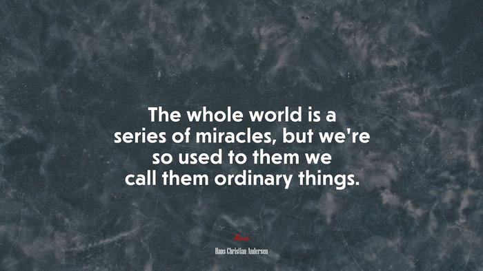 The whole world is a series of miracles, but we’re so used to them we call them ordinary things. | Hans Christian Andersen quote