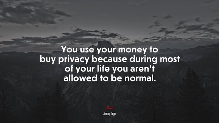You use your money to buy privacy because during most of your life you aren’t allowed to be normal. | Johnny Depp quote