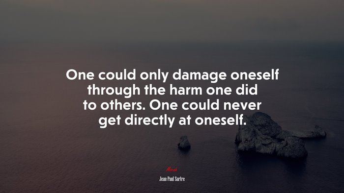 One could only damage oneself through the harm one did to others. One could never get directly at oneself. | Jean-Paul Sartre quote