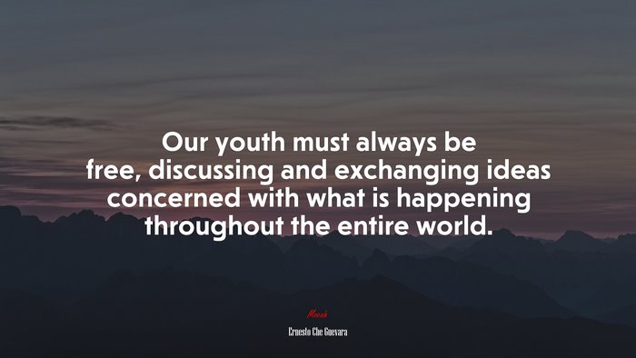 Our youth must always be free, discussing and exchanging ideas concerned with what is happening throughout the entire world. | Ernesto Che Guevara quote