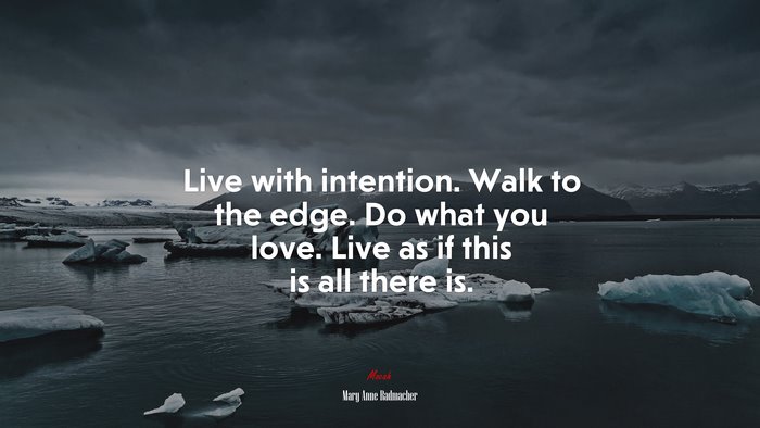 Live with intention. Walk to the edge. Do what you love. Live as if this is all there is. | Mary Anne Radmacher quote
