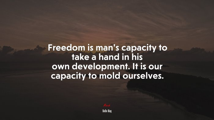 Freedom is man’s capacity to take a hand in his own development. It is our capacity to mold ourselves. | Rollo May quote