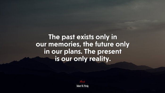 The past exists only in our memories, the future only in our plans. The present is our only reality. | Robert M. Pirsig quote