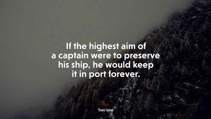 If the highest aim of a captain were to preserve his ship, he would keep it in port forever. | Thomas Aquinas quote