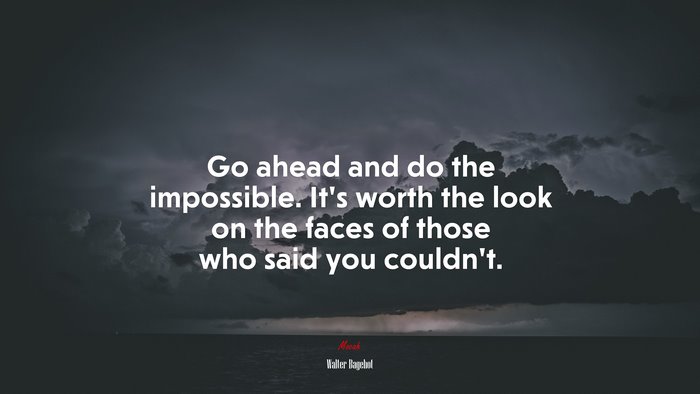 Go ahead and do the impossible. It’s worth the look on the faces of those who said you couldn’t. | Walter Bagehot quote