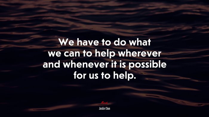 We have to do what we can to help wherever and whenever it is possible for us to help. | Jackie Chan quote