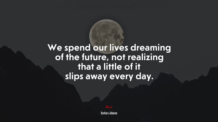 We spend our lives dreaming of the future, not realizing that a little of it slips away every day. | Barbara Johnson quote