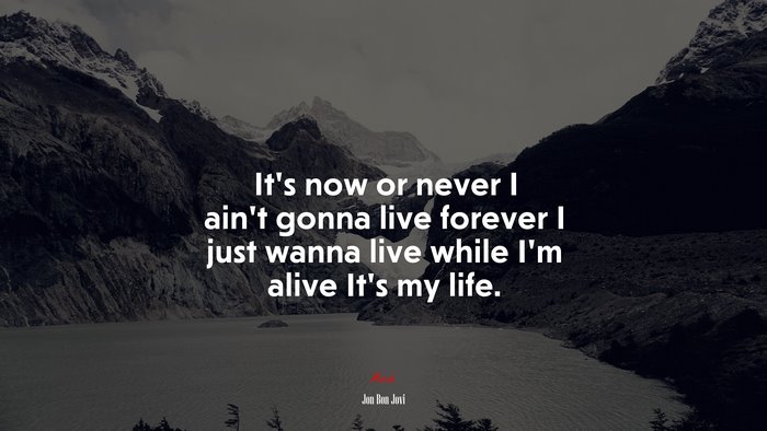 It’s now or never I ain’t gonna live forever I just wanna live while I’m alive It’s my life. | Jon Bon Jovi quote