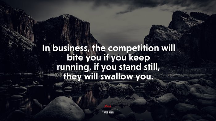 In business, the competition will bite you if you keep running, if you stand still, they will swallow you. | Victor Kiam quote