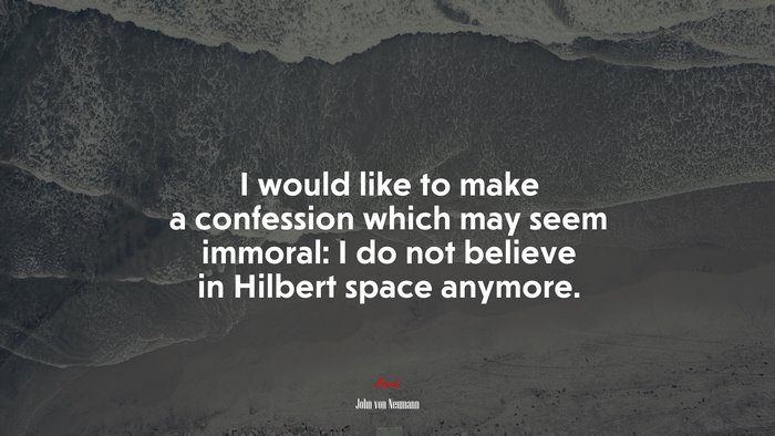 I would like to make a confession which may seem immoral: I do not believe in Hilbert space anymore. | John von Neumann quote