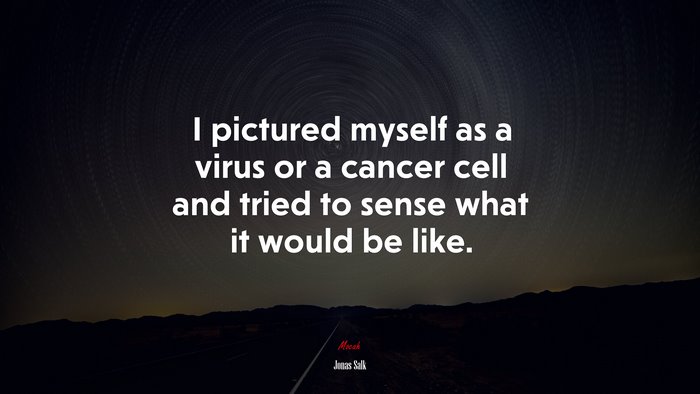 I pictured myself as a virus or a cancer cell and tried to sense what it would be like. | Jonas Salk quote