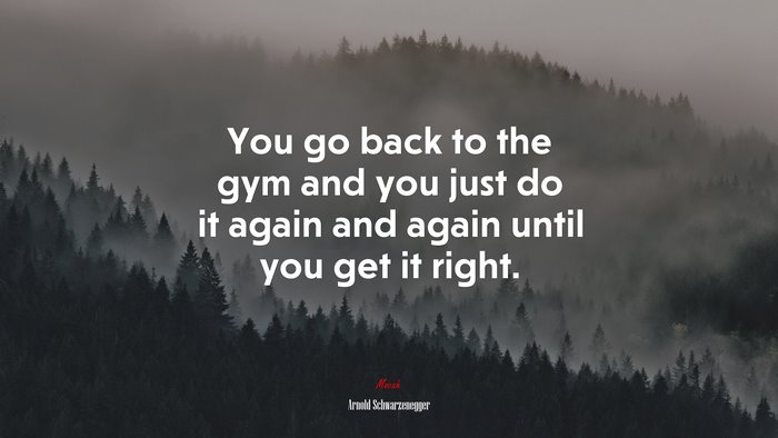 You go back to the gym and you just do it again and again until you get it right. | Arnold Schwarzenegger quote
