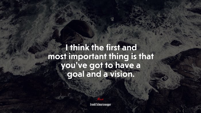 I think the first and most important thing is that you’ve got to have a goal and a vision. | Arnold Schwarzenegger quote