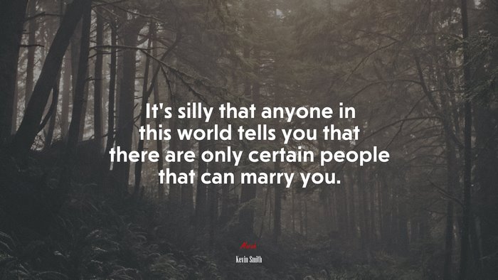 It’s silly that anyone in this world tells you that there are only certain people that can marry you. | Kevin Smith quote