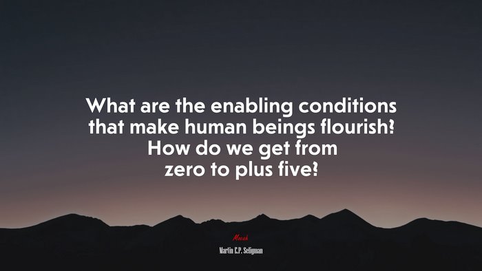 What are the enabling conditions that make human beings flourish? How do we get from zero to plus five? | Martin E.P. Seligman quote