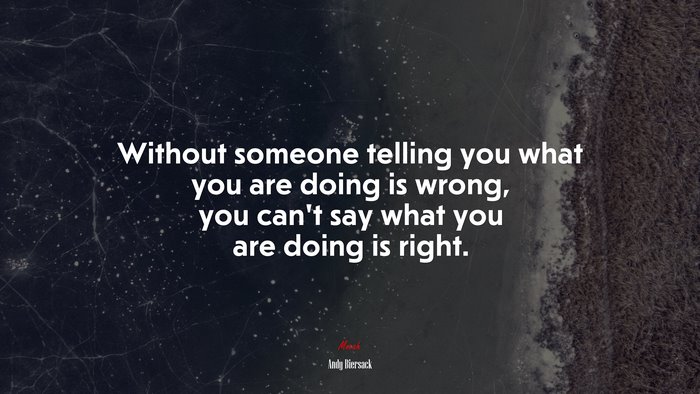 Without someone telling you what you are doing is wrong, you can’t say what you are doing is right. | Andy Biersack quote
