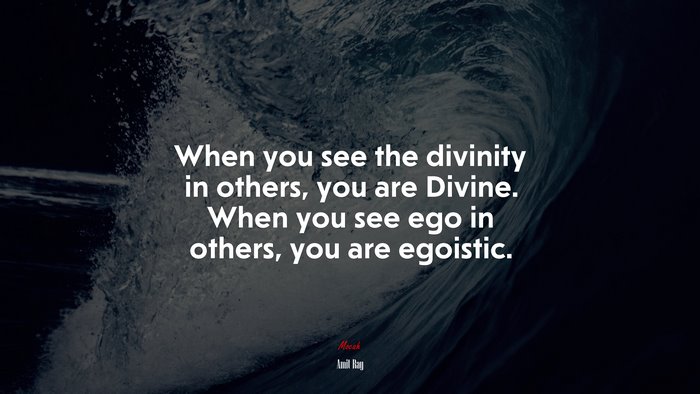 When you see the divinity in others, you are Divine. When you see ego in others, you are egoistic. | Amit Ray quote