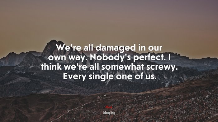 Were all damaged in our own way. Nobodys perfect. I think were all somewhat screwy. Every single one of us. | Johnny Depp quote