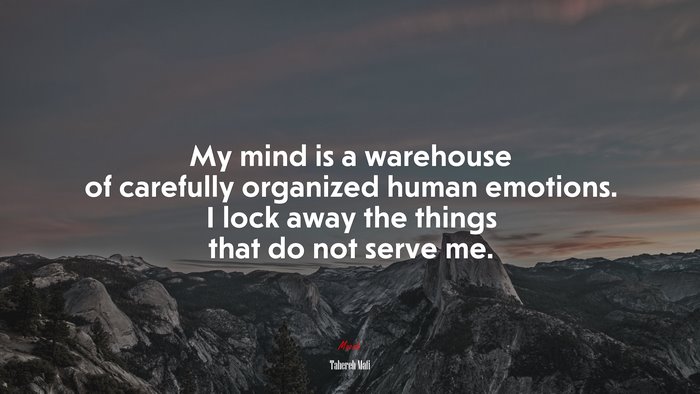 My mind is a warehouse of carefully organized human emotions. I lock away the things that do not serve me. | Tahereh Mafi quote