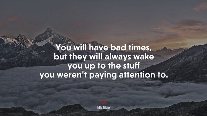 You will have bad times, but they will always wake you up to the stuff you werent paying attention to. | Robin Williams quote