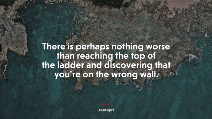 There is perhaps nothing worse than reaching the top of the ladder and discovering that youre on the wrong wall. | Joseph Campbell quote