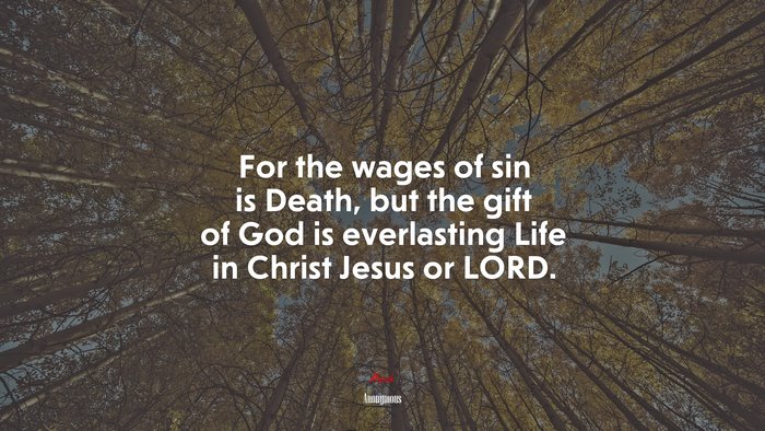 For the wages of sin is Death, but the gift of God is everlasting Life in Christ Jesus or LORD. | Anonymous quote