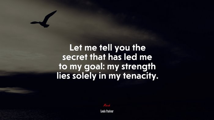 Let me tell you the secret that has led me to my goal: my strength lies solely in my tenacity. | Louis Pasteur quote