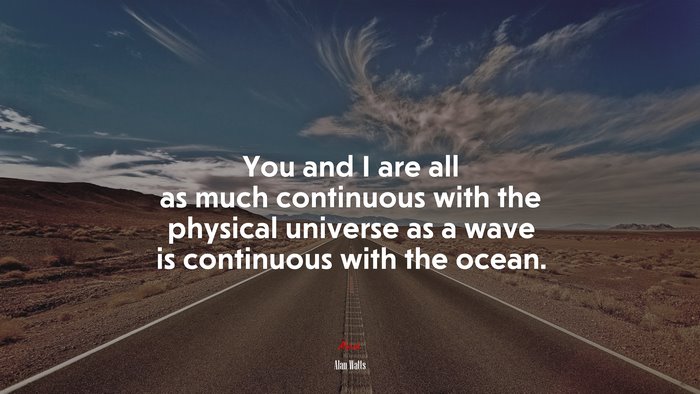 You and I are all as much continuous with the physical universe as a wave is continuous with the ocean. | Alan Watts quote