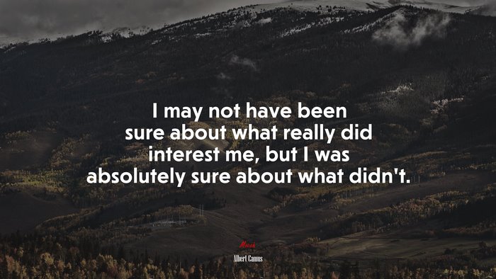 I may not have been sure about what really did interest me, but I was absolutely sure about what didn’t. | Albert Camus quote