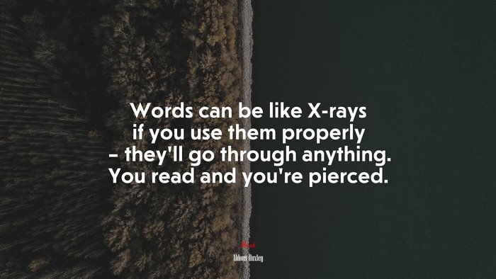 Words can be like X-rays if you use them properly – they’ll go through anything. You read and you’re pierced. | Aldous Huxley quote