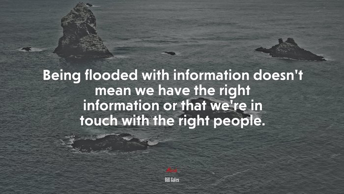 Being flooded with information doesn’t mean we have the right information or that we’re in touch with the right people. | Bill Gates quote