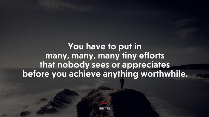 You have to put in many, many, many tiny efforts that nobody sees or appreciates before you achieve anything worthwhile. | Brian Tracy quote