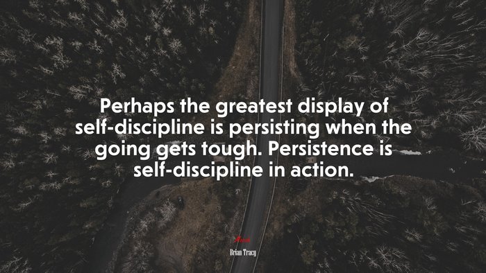 Perhaps the greatest display of self-discipline is persisting when the going gets tough. Persistence is self-discipline in action. | Brian Tracy quote