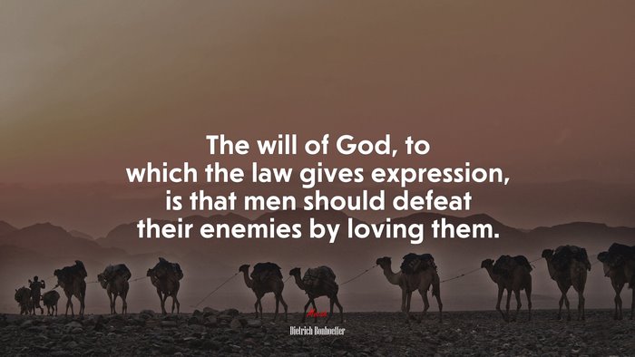 The will of God, to which the law gives expression, is that men should defeat their enemies by loving them. | Dietrich Bonhoeffer quote