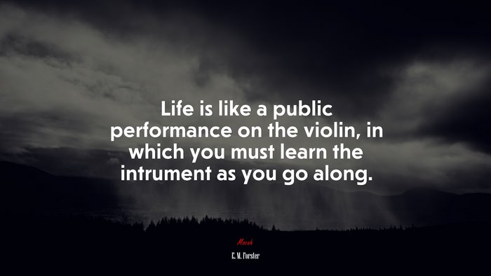 Life is like a public performance on the violin, in which you must learn the intrument as you go along. | E. M. Forster quote