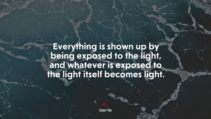 Everything is shown up by being exposed to the light, and whatever is exposed to the light itself becomes light. | Eckhart Tolle quote
