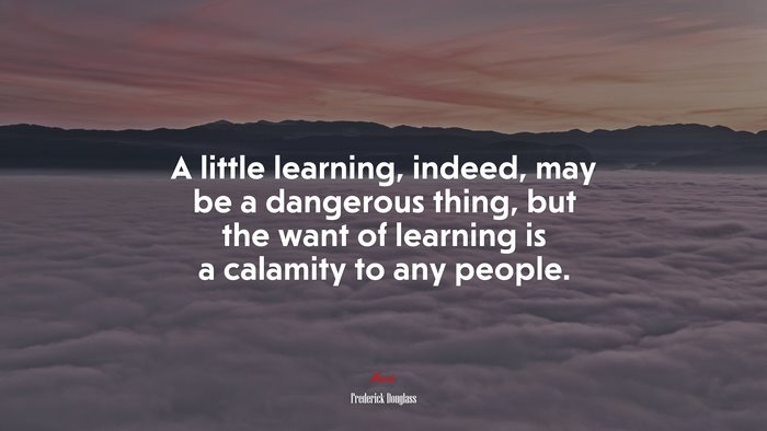 A little learning, indeed, may be a dangerous thing, but the want of learning is a calamity to any people. | Frederick Douglass quote