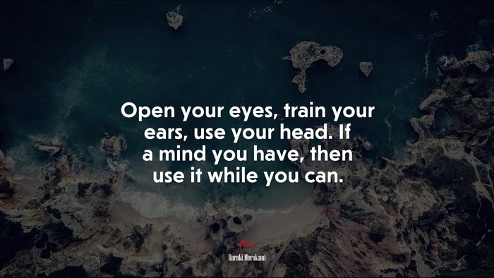 Open your eyes, train your ears, use your head. If a mind you have, then use it while you can. | Haruki Murakami quote