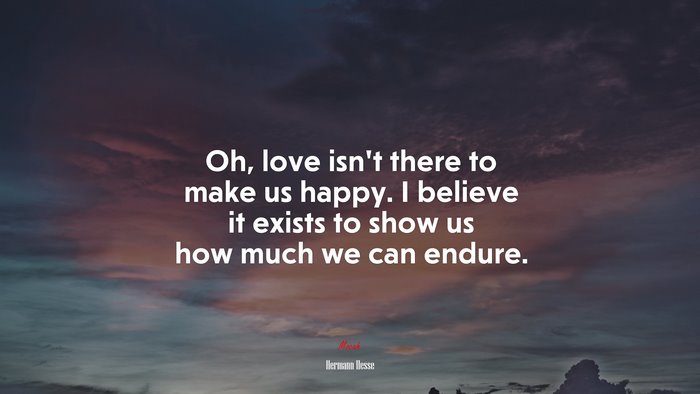 Oh, love isn’t there to make us happy. I believe it exists to show us how much we can endure. | Hermann Hesse quote