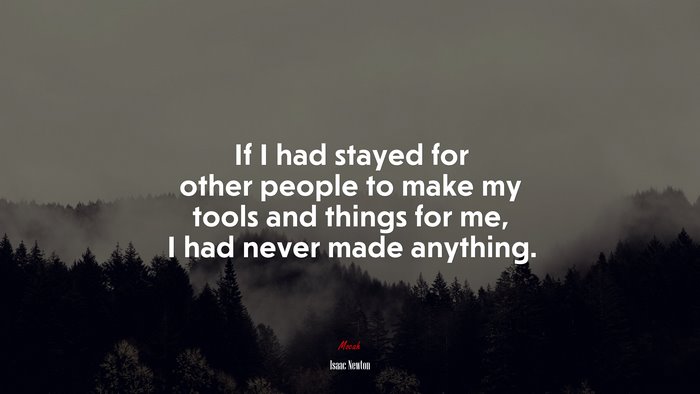 If I had stayed for other people to make my tools and things for me, I had never made anything. | Isaac Newton quote