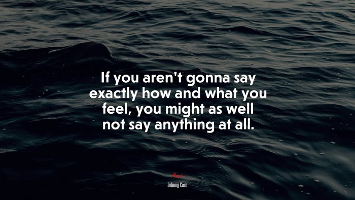 If you aren’t gonna say exactly how and what you feel, you might as well not say anything at all. | Johnny Cash quote