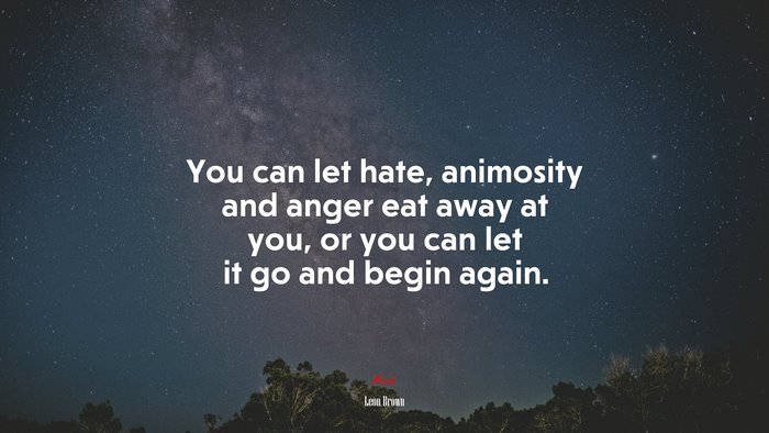 You can let hate, animosity and anger eat away at you, or you can let it go and begin again. | Leon Brown quote