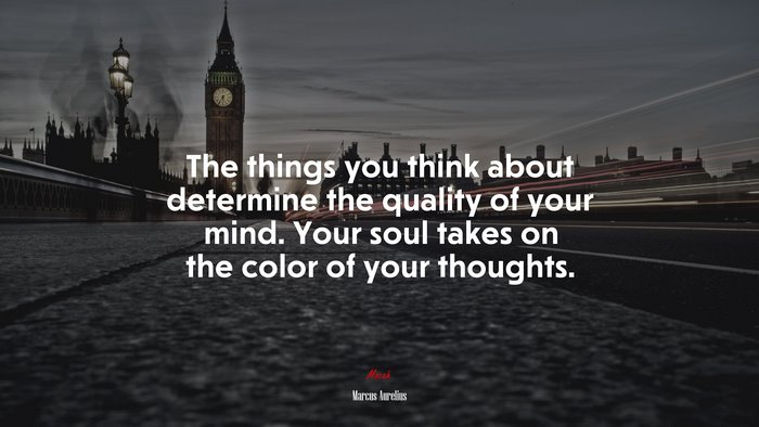 The things you think about determine the quality of your mind. Your soul takes on the color of your thoughts. | Marcus Aurelius quote
