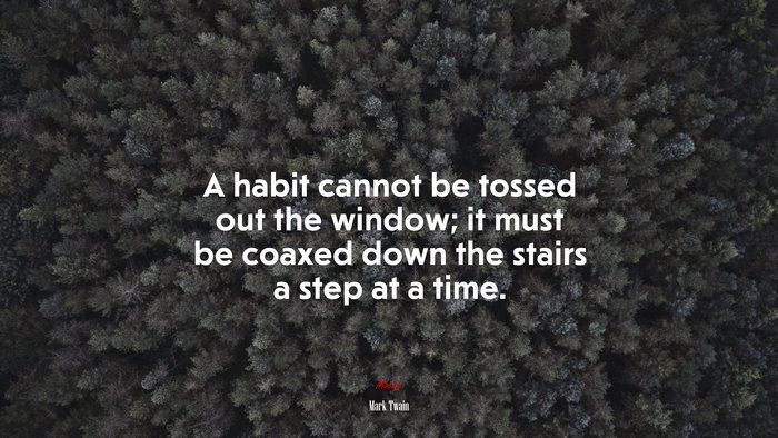 A habit cannot be tossed out the window; it must be coaxed down the stairs a step at a time. | Mark Twain quote