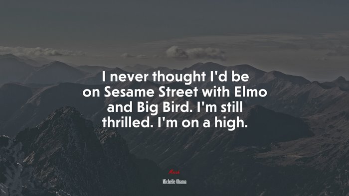 I never thought I’d be on Sesame Street with Elmo and Big Bird. I’m still thrilled. I’m on a high. | Michelle Obama quote